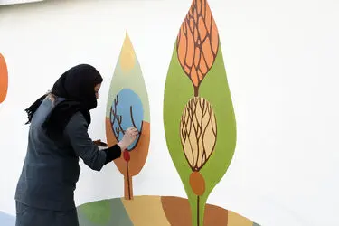 کارگاه  نقاشی دیواری با عنوان "من درختم تو بهار" در بوستان حضرت مریم‎