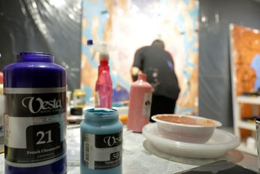 Live Painting Performance at Saless Gallery in Tehran with Vesta Color Support