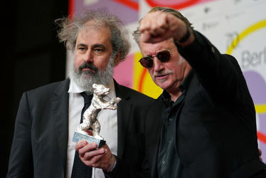 French+directors+Benoit+Delepine+(L)+and+Gustave+Kervern+winner+of+the+Silver+Bear+70th+Berlinale+for+the+film+Delete+History+are+seen+at+the+award+winners+press+co