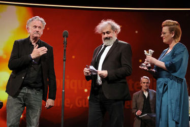 (L-R)+Benoit+Delepine+and+Gustave+Kervern_+receive+the+Silver+Bear+70th+Berlinale+for+the+film+Delete+History+from+Member+of+the+International+Jury+Bettina+Brokempe