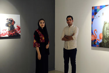افتتاحیه نمایشگاه دو نفره آثار نقاشی حمید زارع و الناز صباغ‌پور در گالری ژاله