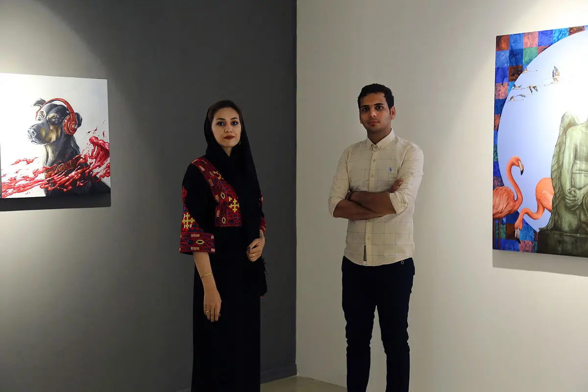 افتتاحیه نمایشگاه دو نفره آثار نقاشی حمید زارع و الناز صباغ‌پور در گالری ژاله