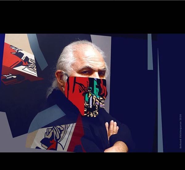 Artist Behzad Shishegaran’s self-portraits promote face masks during pandemic 