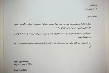 نمایشگاه چیدمان مونا آقابابایی با عنوان «مطالعه در سطح» در گالری اُ