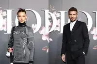 دیوید بکهام و بلا حدید در فشن‌شو دیور / عکس‌ها