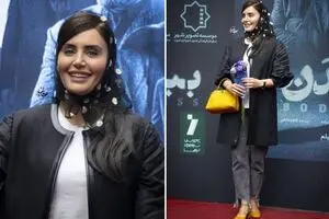 الناز شاکردوست با مد ۱۴۰۳ روی فرش قرمز/ ترکیب مینی‌اسکارف، کیف پرتقالی و پاشنه بلند