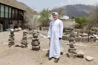 Abdullah Al Saadi, UAE representative at Venice Biennale 2024 and A selection of works by /Photo