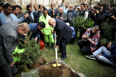 مراسم هفته درختکاری با حضور اصحاب فرهنگ، هنر و رسانه در خانه هنرمندان تهران