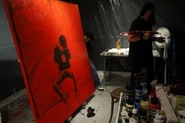 Live Painting Performance at Saless Gallery in Tehran with Vesta Color Support