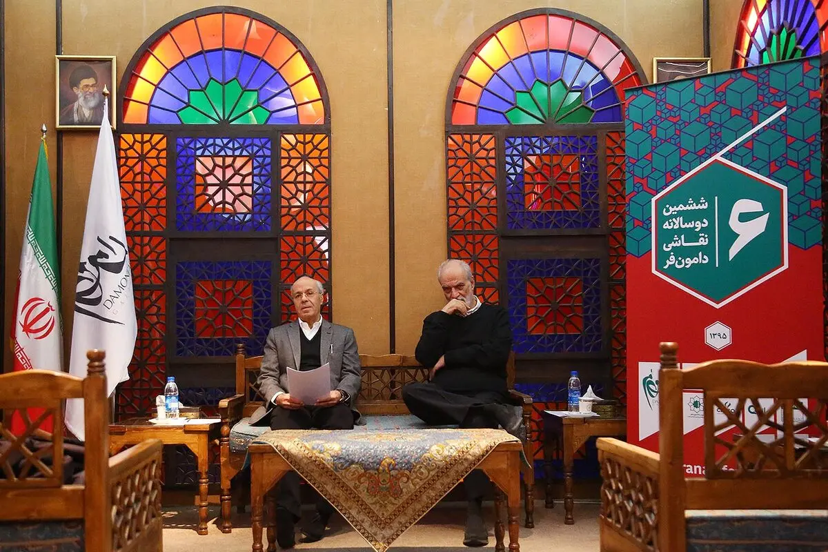 آیدین آغداشلو و سیف الله پویاراد در کنفرانس خبری ششمین دوسالانه نقاشی دامون فر