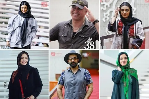 عکس‎‌های دیدنی از بازیگران در فجر جهانی ۳۸/ از استایل متفاوت آزاده صمدی تا ژست‌های جالب حمید فرخ‌نژاد