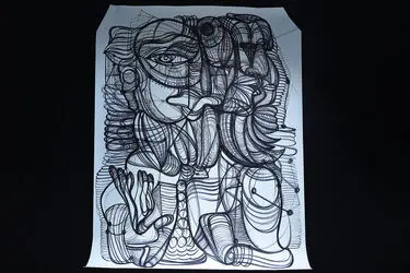 اجرای زنده طراحی ابرسازه توسط حمید هادی نژاد در گالری ثالث 