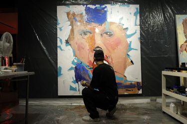 Live Painting Performance at Saless Gallery in Tehran with Vesta Color Support
