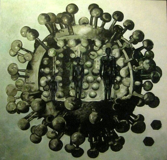 Iranian painter’s “Mass Production” produced 8 years ago resembles image of COVID-19