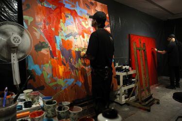 Live Painting Performance at Saless Gallery in Tehran with Vesta Color Support