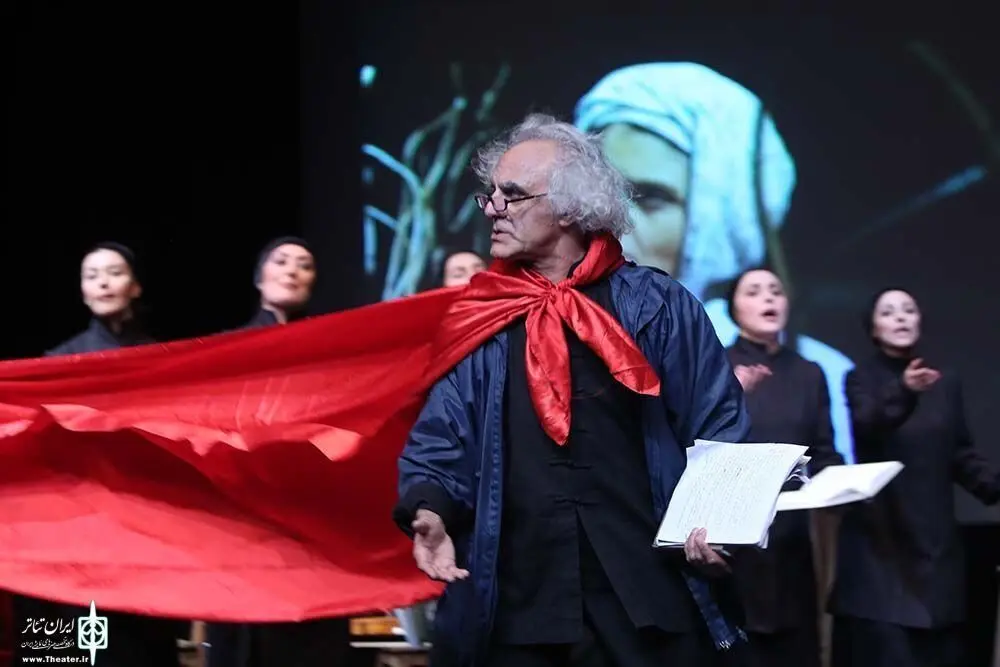 Director Mohsen Hosseini working on performance lamenting elimination of Persian gardens   