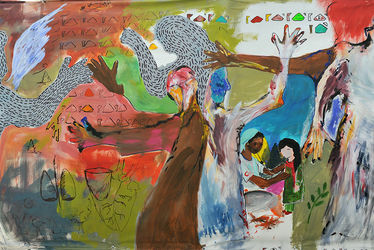 نقاشی گروهی صلح توسط جمعی از هنرمندان در موزه استاد صنعتی