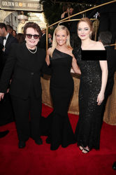 Activist Billie Jean King and actors Reese Witherspoon and Emma Stone arrive